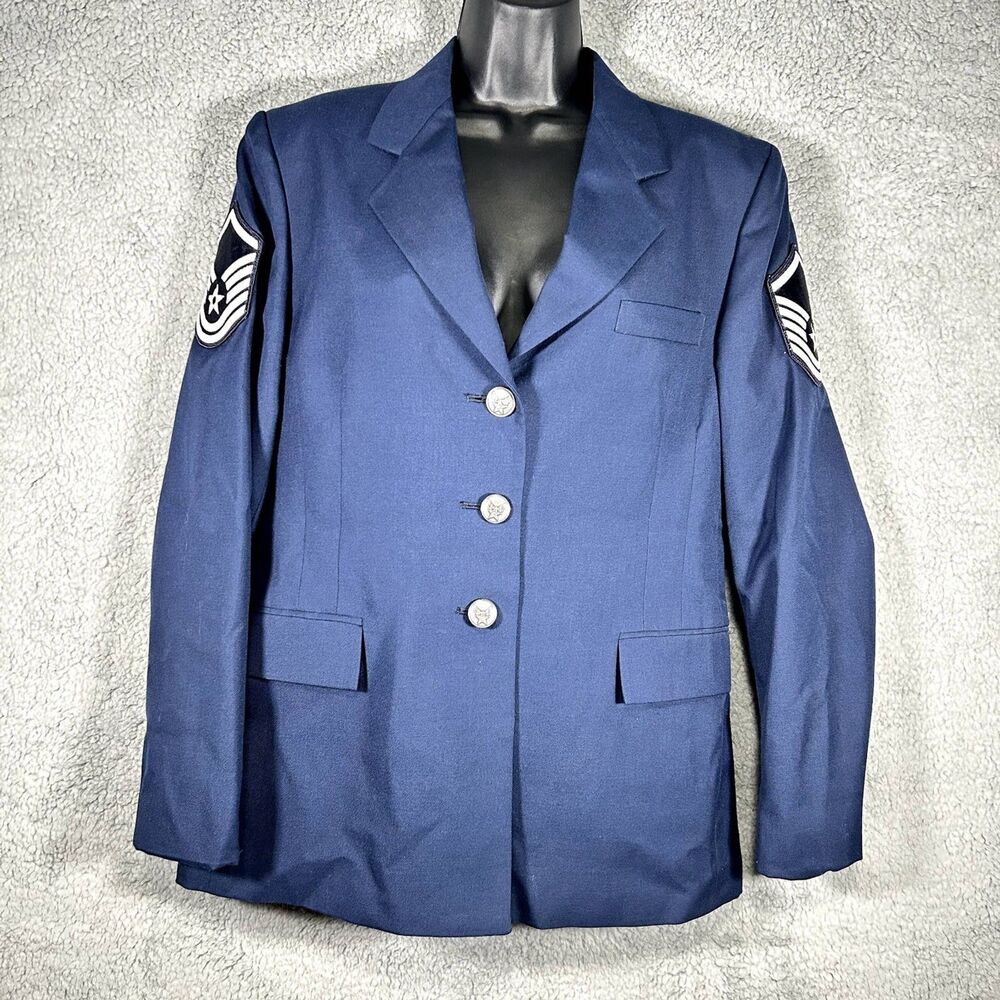 USAF Uniform Coat Jacket Misses 10 Long with Master Sergeant Patches